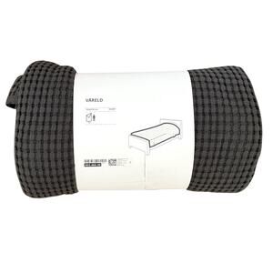 IKEA VARELD Dark Gray Cotton Twin Bedspread, 59" x 98"